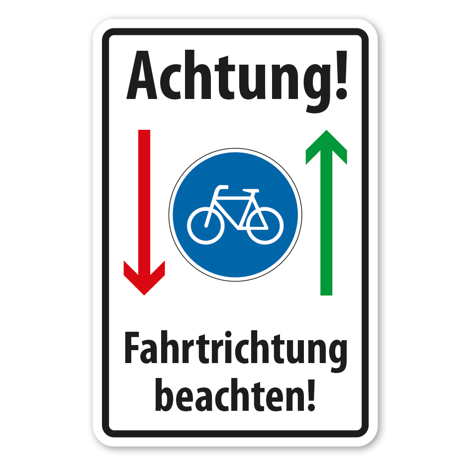 Schild Achtung - Fahrradweg - Fahrtrichtung beachten - Kombi