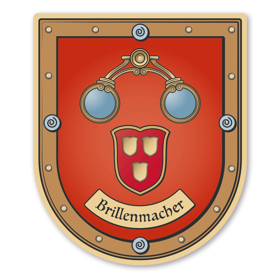 Maibaumschild / Zunftwappen Brillenmacher - Optiker - mit Zunftnamen oder Ihrem Wunschtext - Wappen B