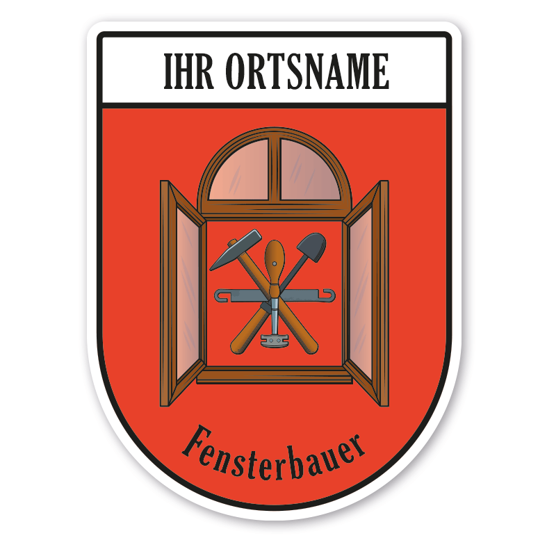 Maibaumschild / Zunftwappen Fensterbauer mit Zunftnamen, Ortsnamen oder Ihrem Wunschtext - Wappen BL