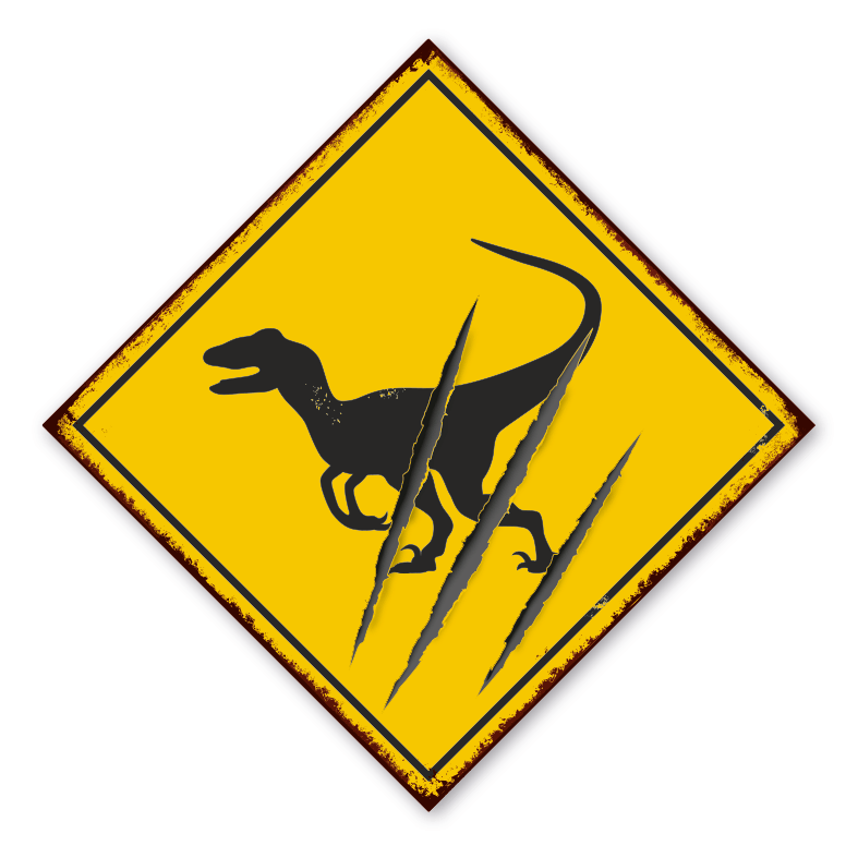 Retroschild / Vintage-Warnschild Raptoren