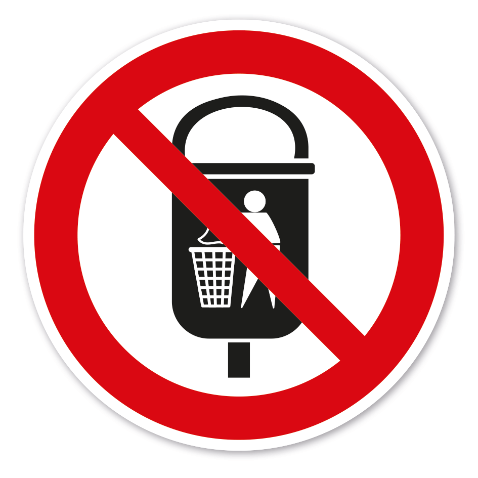 Verbotszeichen Keine Abfallbehälter vorhanden