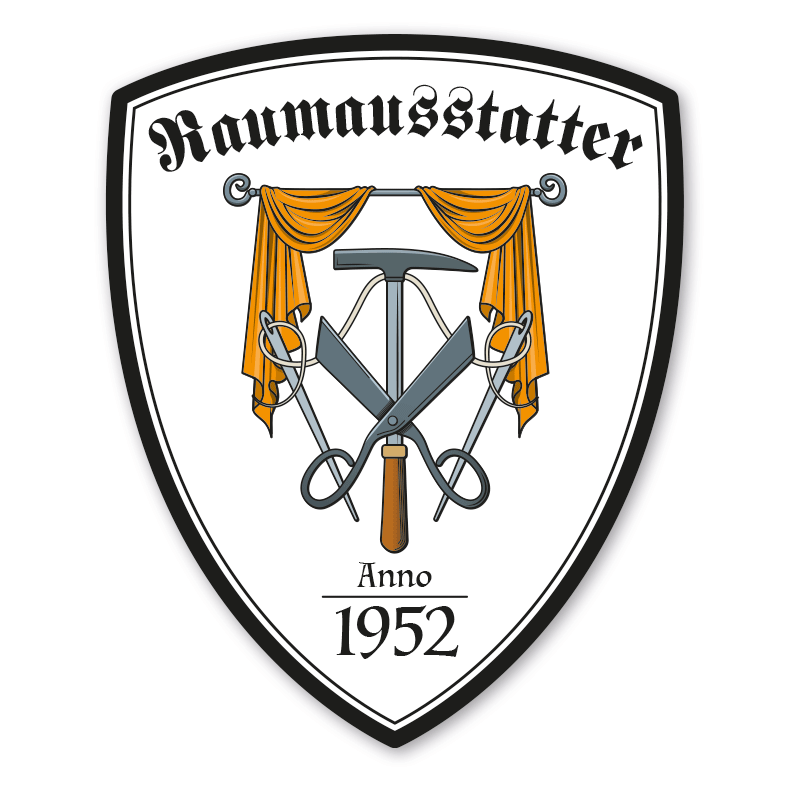 Zunftwappen Raumausstatter mit Zunftnamen, Gründungsjahr oder Ihrem Wunschtext - Maibaumschild - Wappen W