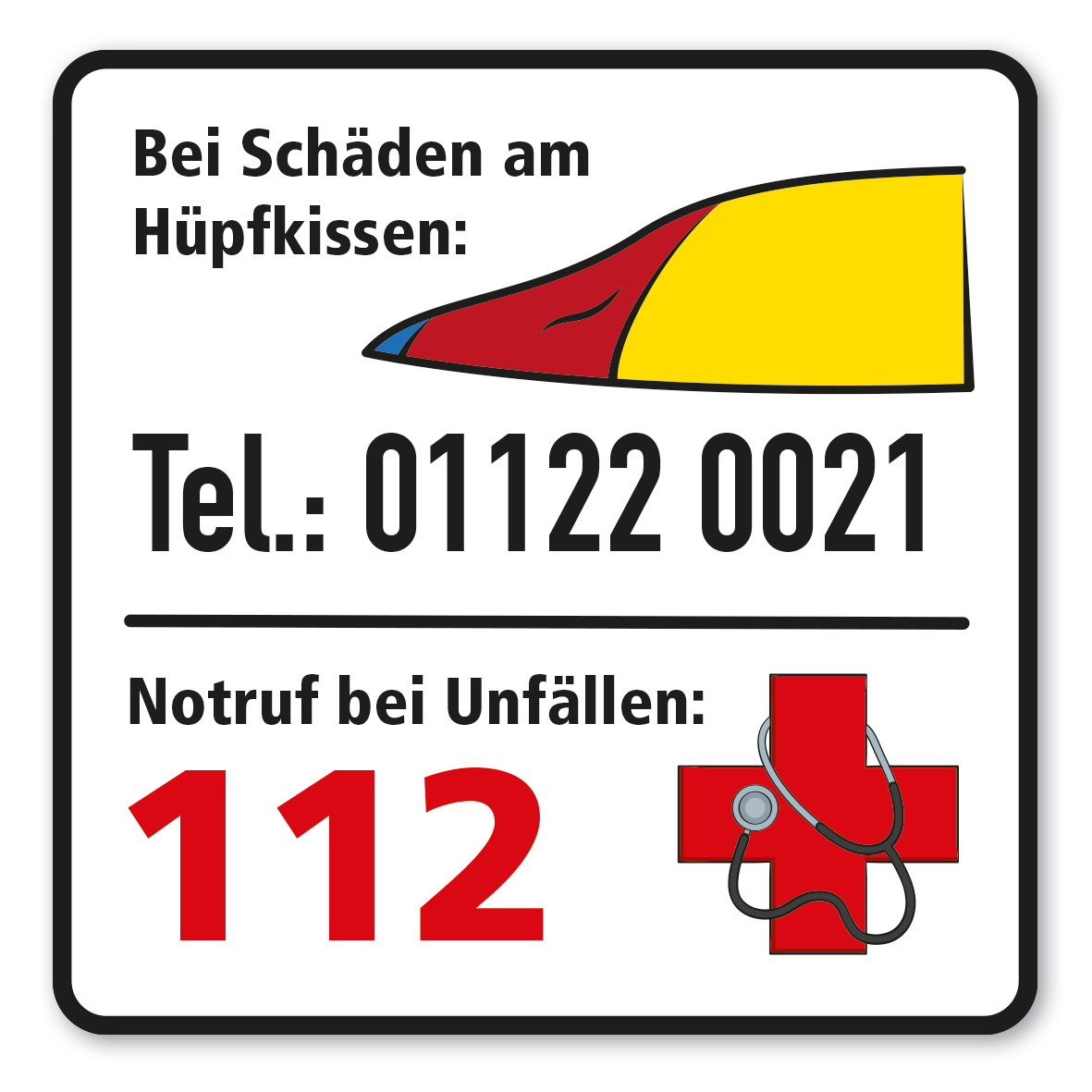 SP-01-P79 – Kontaktdaten bei Schäden am Kissen, Notruf 112