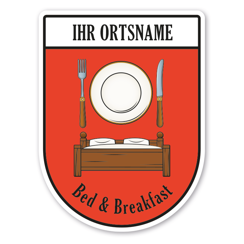 Maibaumschild / Zunftwappen Bed & Breakfast mit Zunftnamen, Ortsnamen oder Ihrem Wunschtext - Wappen BL