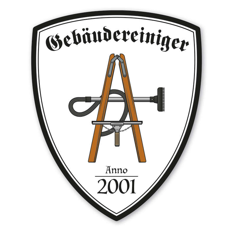 Zunftwappen Gebäudereiniger mit Zunftnamen, Gründungsjahr oder Ihrem Wunschtext - Maibaumschild - Wappen W