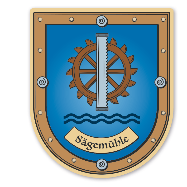 Maibaumschild / Zunftwappen Sägemühle - mit Zunftnamen oder Ihrem Wunschtext - Wappen B