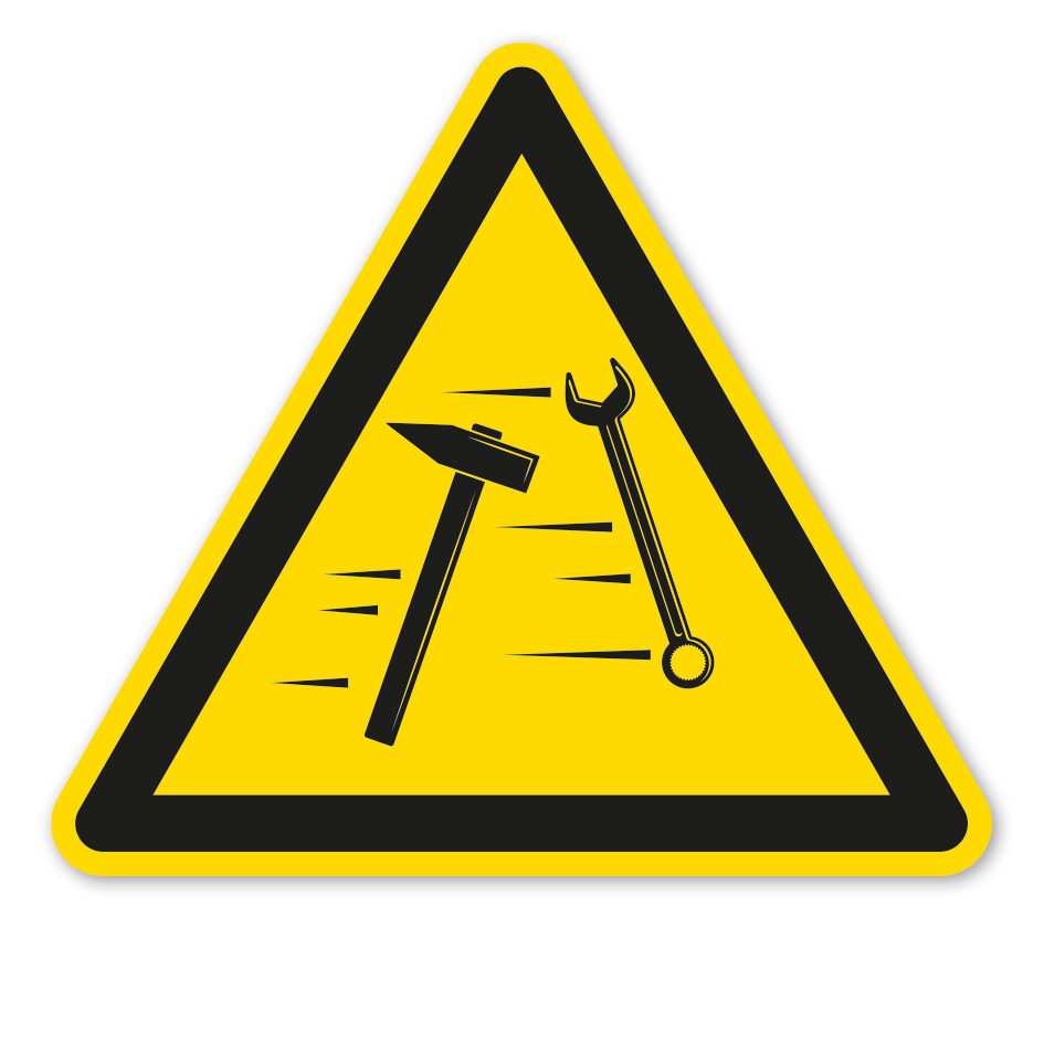 Warnzeichen Warnung vor fliegenden Werkzeugen - Warnzeichen