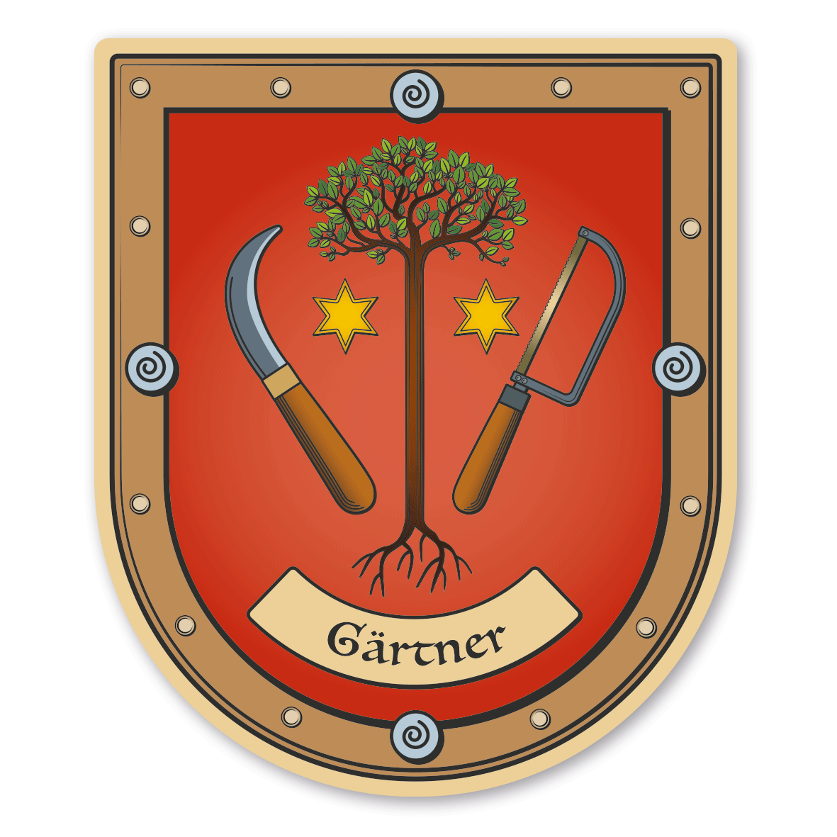 Maibaumschild / Zunftwappen Gärtner mit Zunftnamen oder Ihrem Wunschtext - Wappen B