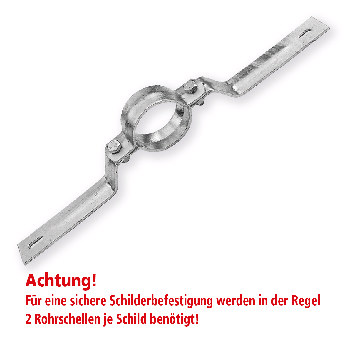 Rohrschelle 415 mm Länge (350 mm Lochung) zur Schilderbefestigung