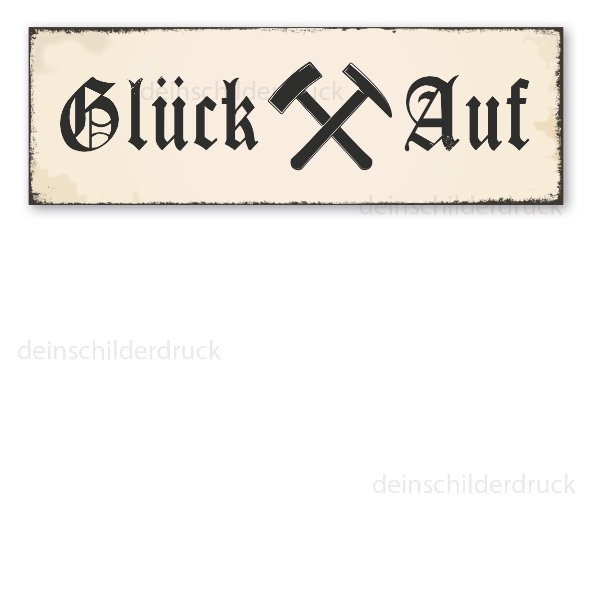 Bergbauschild Glück Auf - mit Bergbaulogo - in Retro-Ausführung