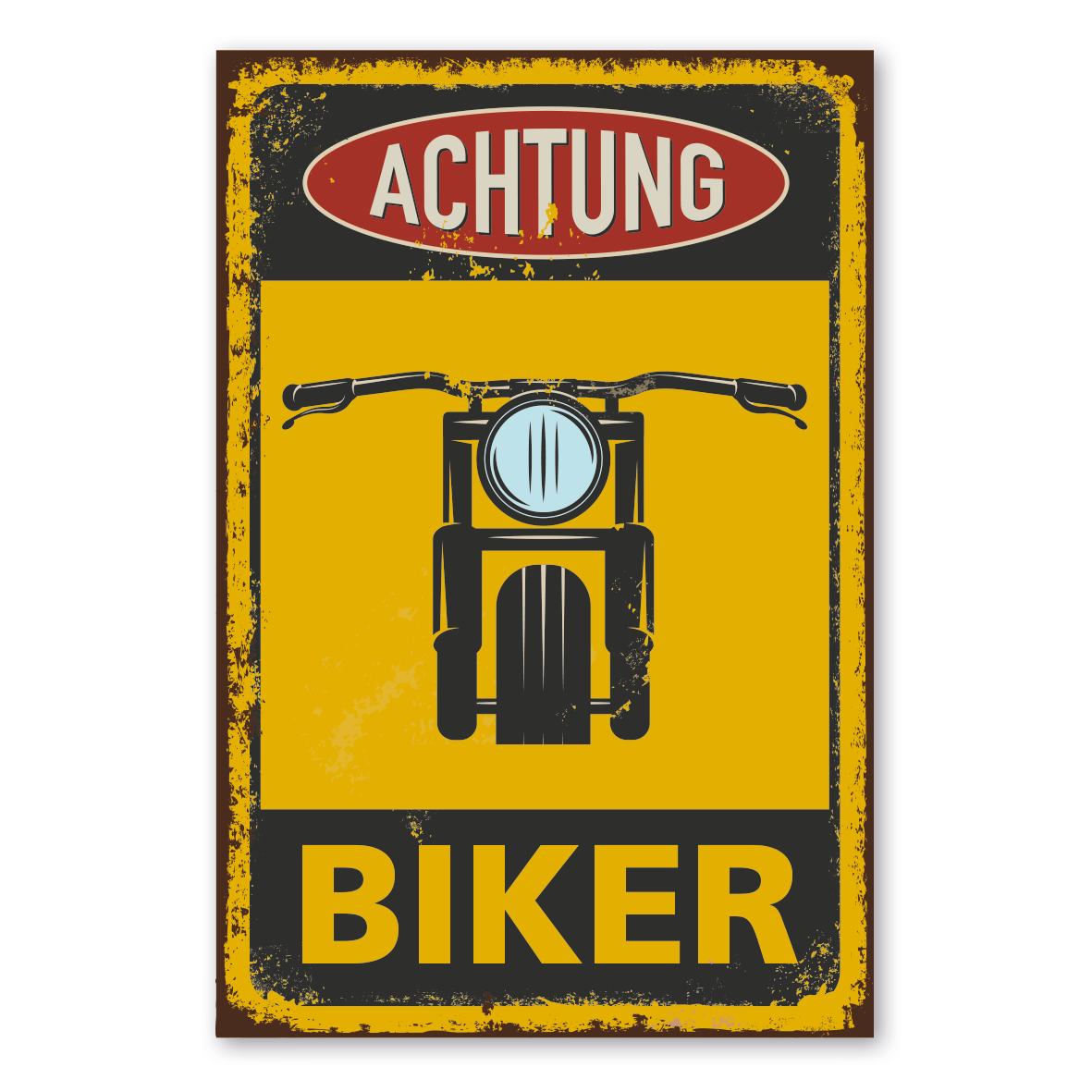 Retroschild / Vintage-Warnschild Achtung Biker