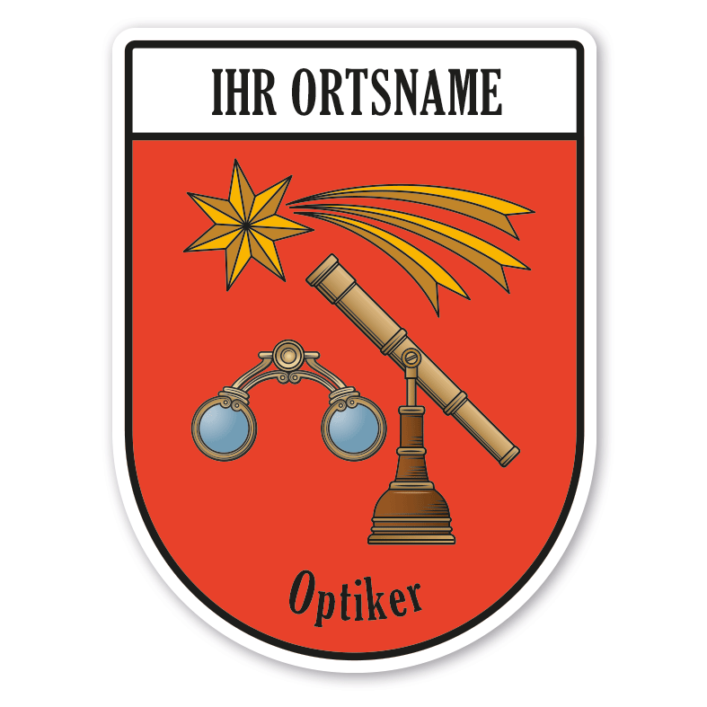 Maibaumschild / Zunftwappen Optiker - Brillenmacher mit Zunftnamen, Ortsnamen oder Ihrem Wunschtext - Wappen BL