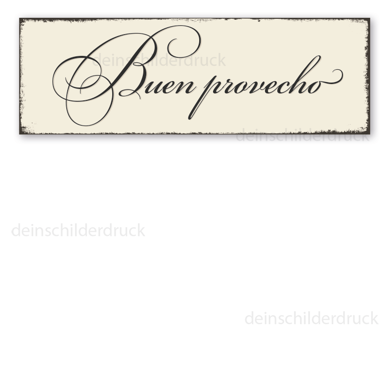 Schild für Ihr Esszimmer -  Buen provecho (spanisch) in Retro-Ausführung