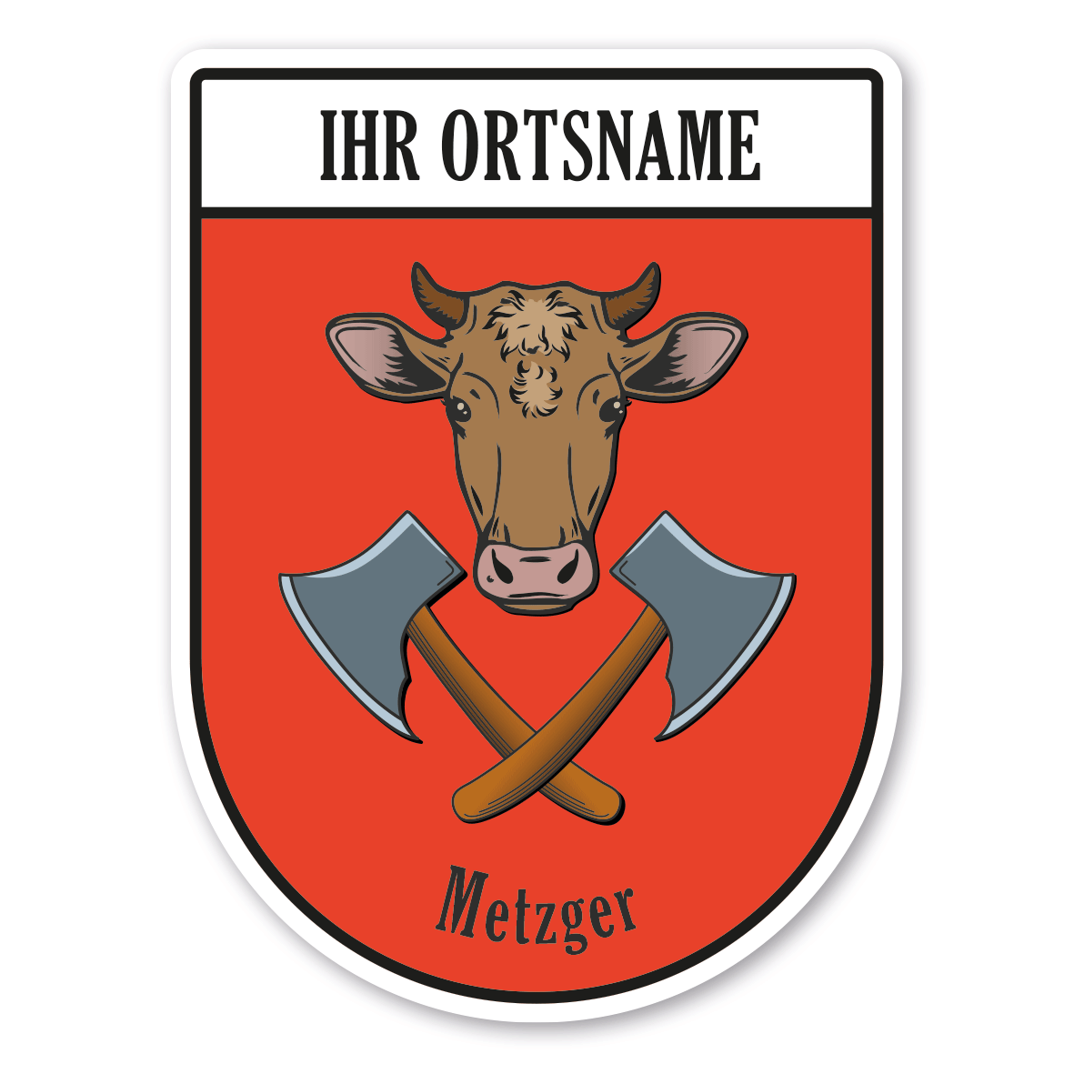 Maibaumschild / Zunftwappen Metzger mit Zunftnamen, Ortsnamen oder Ihrem Wunschtext - Wappen BL