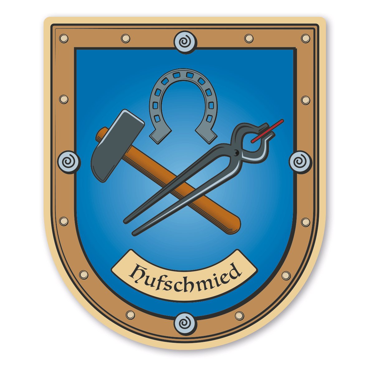 Maibaumschild / Zunftwappen Hufschmied - Schmied mit Zunftnamen oder Ihrem Wunschtext - Wappen B