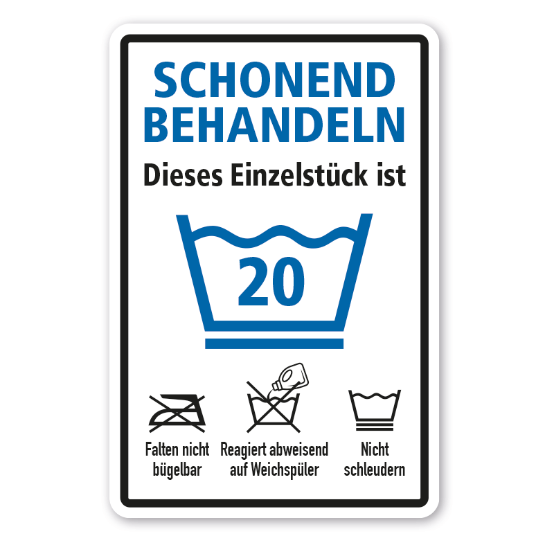 Geburtstagsschild Schonend behandeln - Dieses Einzelstück ist - mit Ihrer Zahl und Wunschtext - Variante 02 – FUN-T-72