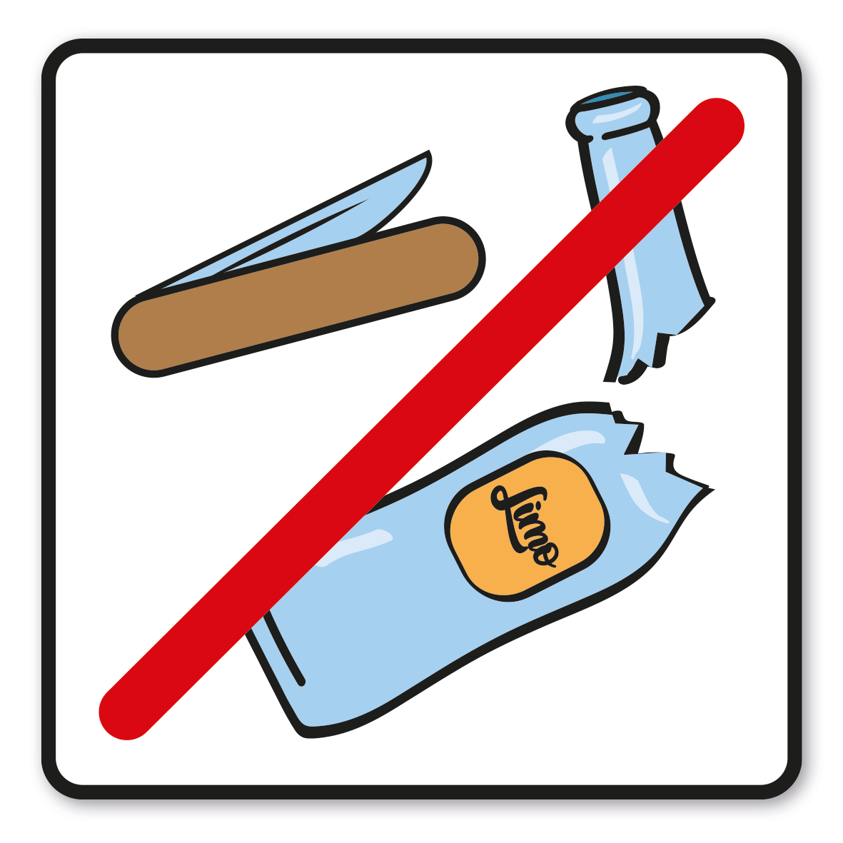 SP-01-P127 – Glasflaschen und Messer verboten