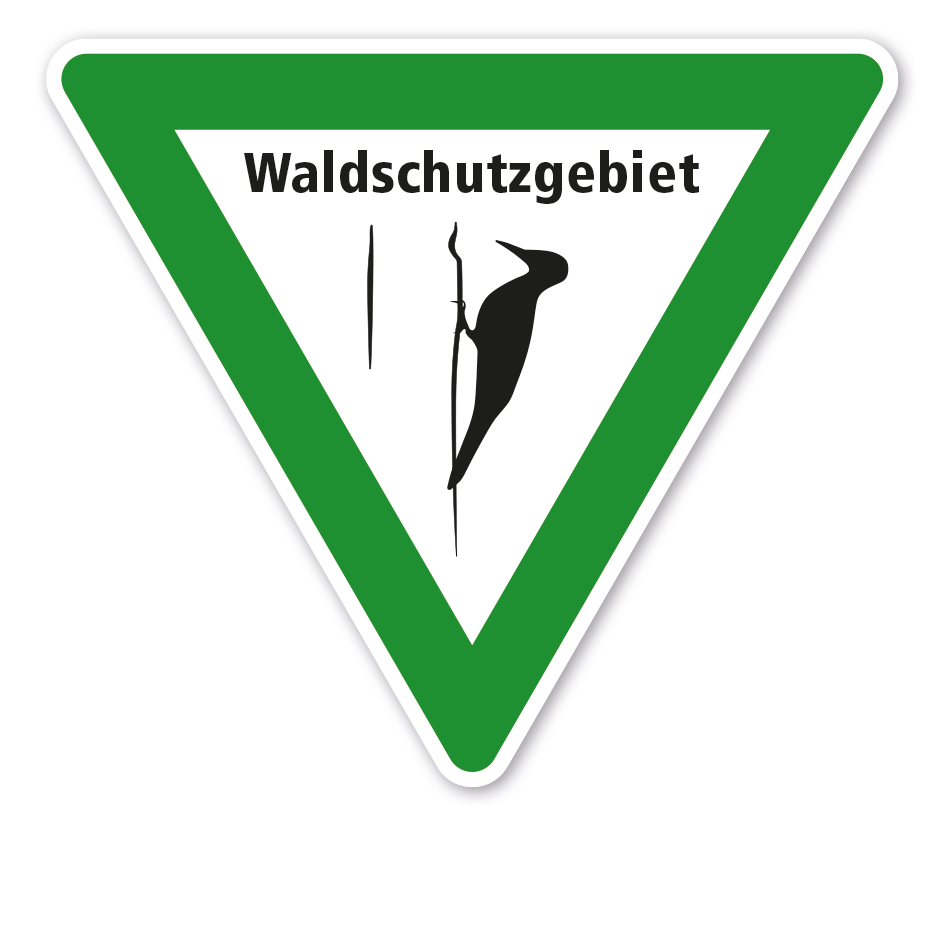 Verkehrsschild Waldschutzgebiet - Specht mit Text – VZ-PR-259