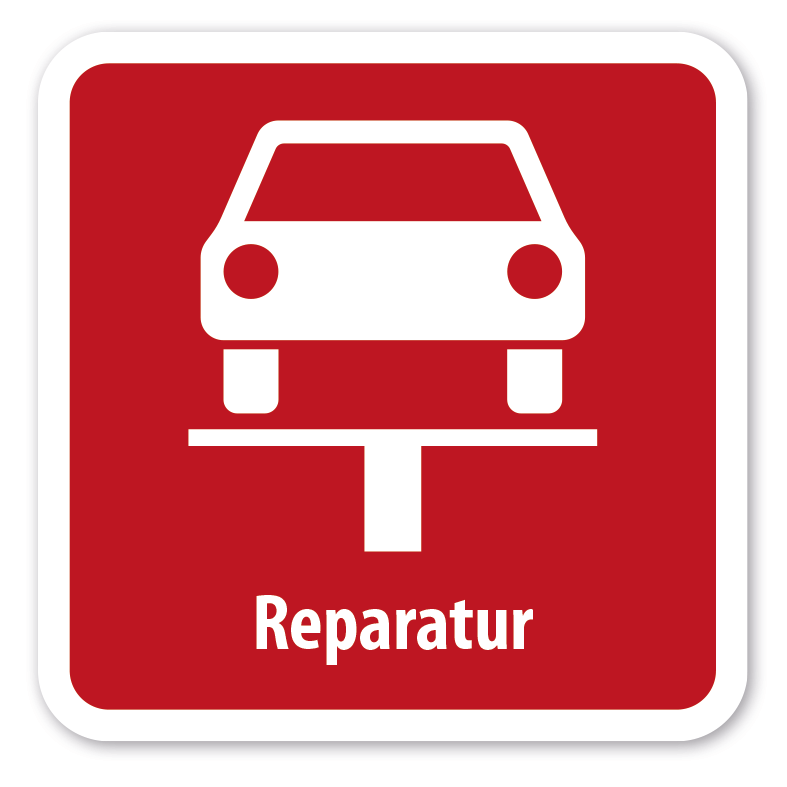 Schild Reparatur - 4 Farbvarianten