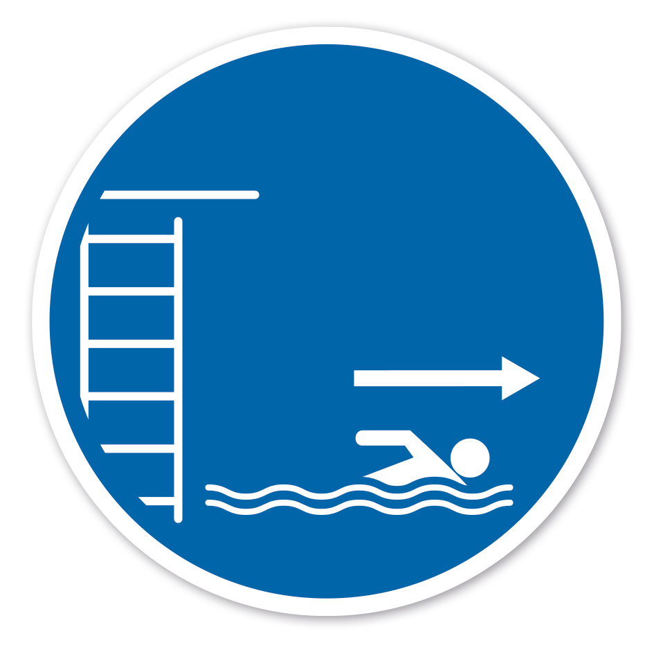 Gebotszeichen Nach dem Sprung ist der Landebereich sofort zu verlassen – Sprunganlage