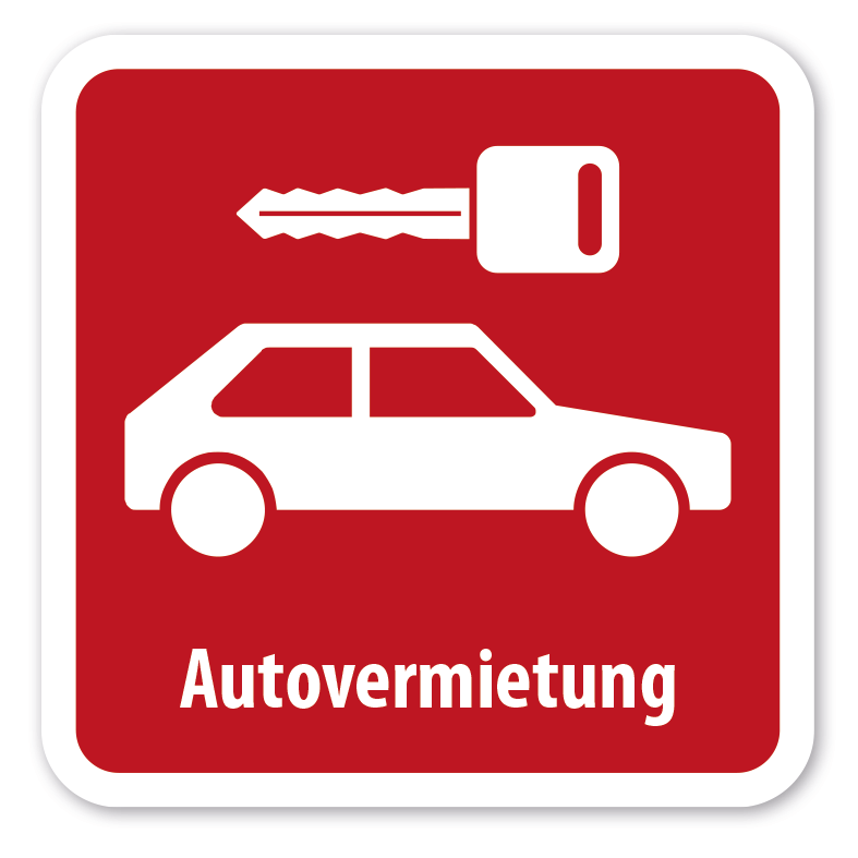 Schild Autovermietung - 4 Farbvarianten