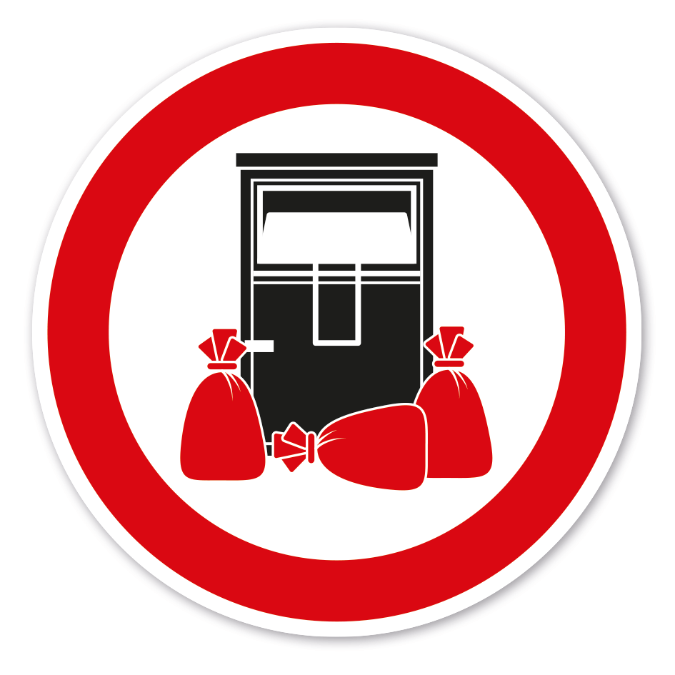 Verbotszeichen Säcke neben dem Altkleidercontainer abstellen verboten