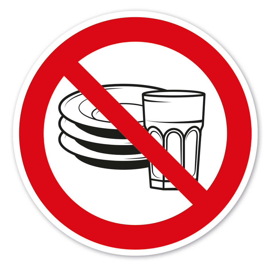 Verbotszeichen Geschirr abwaschen verboten