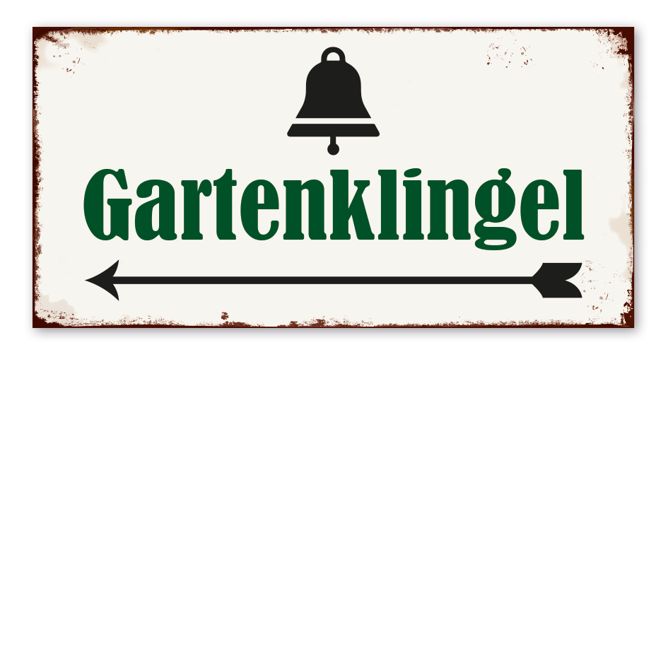 Retro Schild Gartenklingel - linksweisend