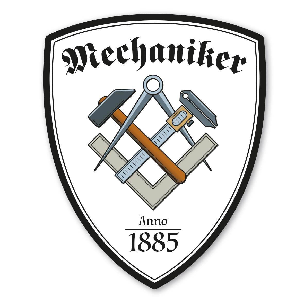 Maibaumschild / Zunftwappen Mechaniker mit Zunftnamen, Gründungsjahr oder Ihrem Wunschtext - Wappen W