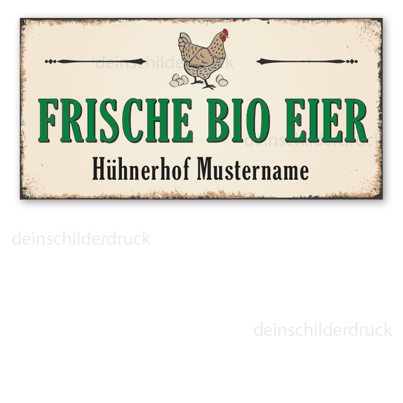 Schild Frische Eier vom Lande, Pfeil rechts Bioeier Hofladen 3 mm Alu- Verbund Schild Frische Eier vom Lande, Pfeil rechts Bioeier Hofladen 3 mm Alu- Verbund