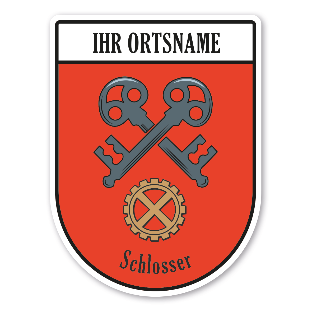 Maibaumschild / Zunftwappen Schlosser mit Zunftnamen, Ortsnamen oder Ihrem Wunschtext - Wappen BL