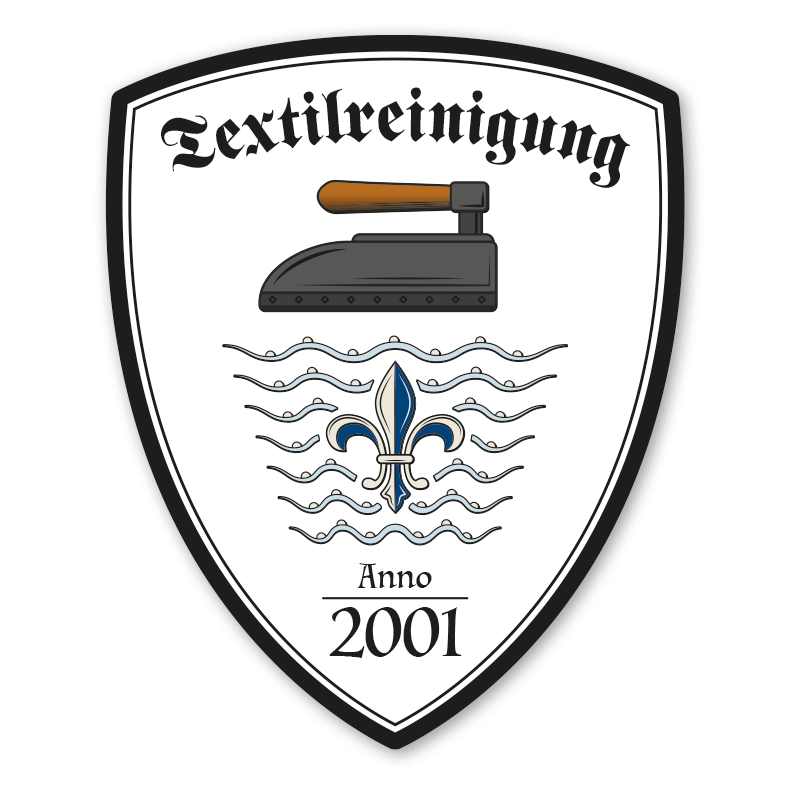 Zunftwappen Wäscher - Plätter - Textilreinigung mit Zunftnamen, Gründungsjahr oder Ihrem Wunschtext - Maibaumschild - Wappen W