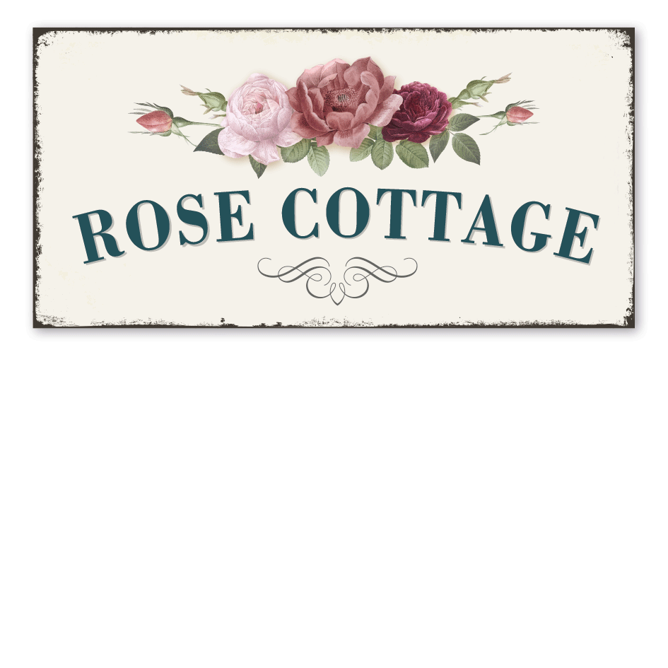 Retro Schild Rose Cottage