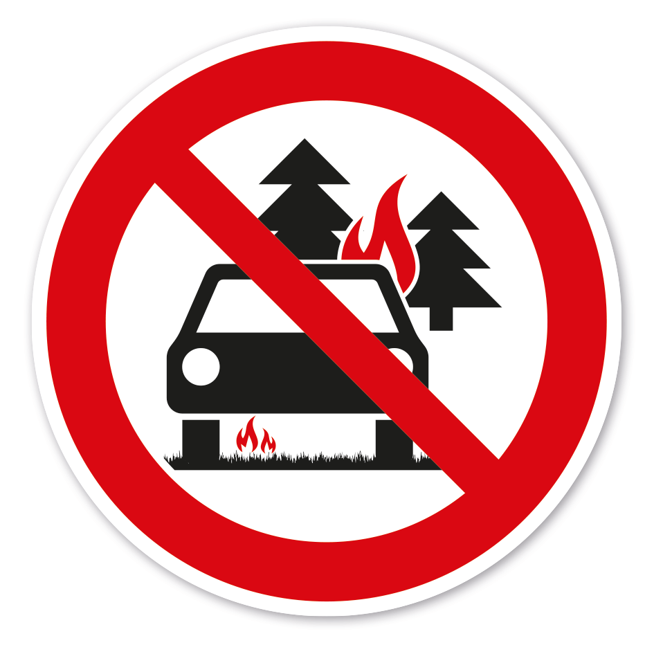 Verbotszeichen Parken auf trockenem Gras oder Waldboden verboten