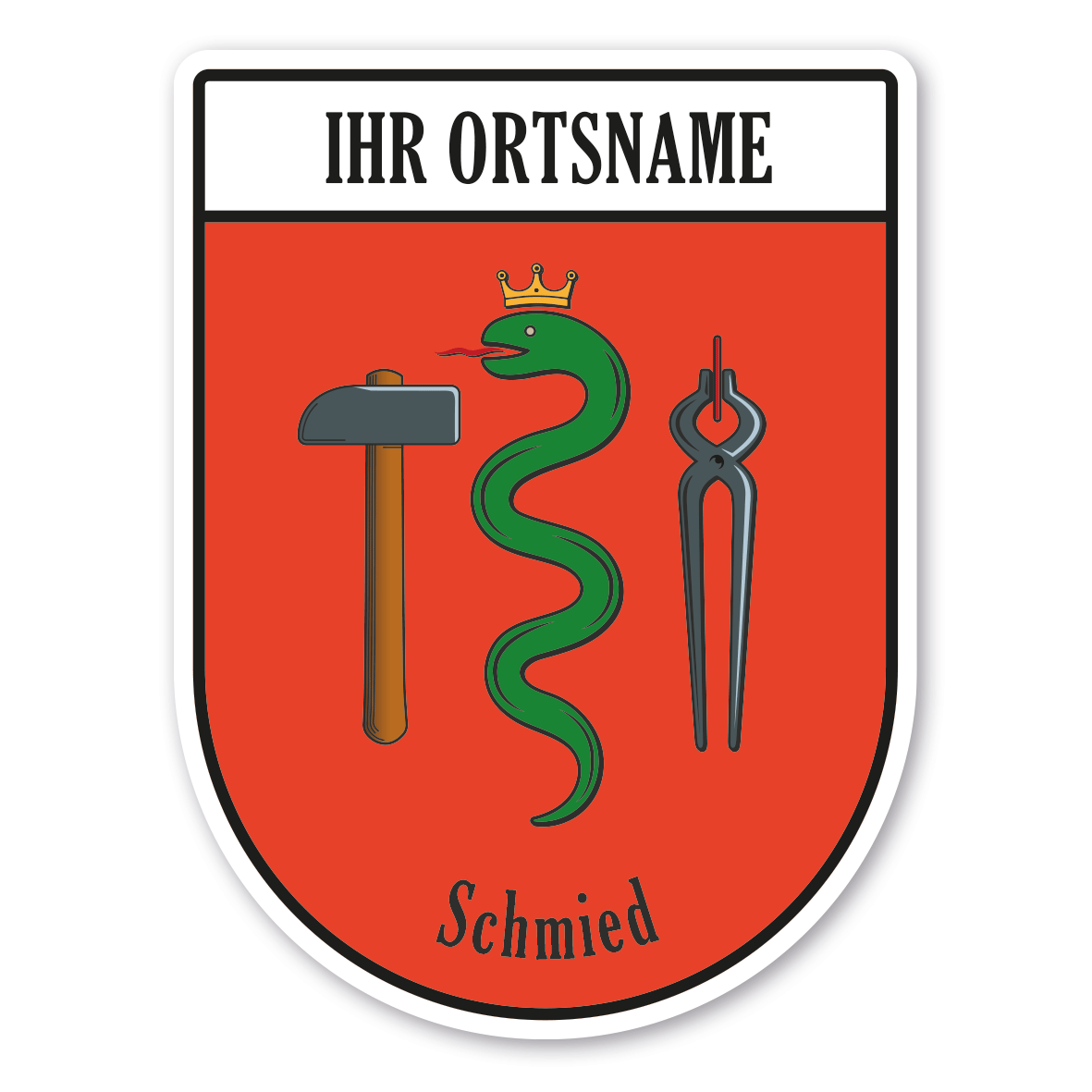Maibaumschild / Zunftwappen Schmied mit Zunftnamen, Ortsnamen oder Ihrem Wunschtext - Wappen BL