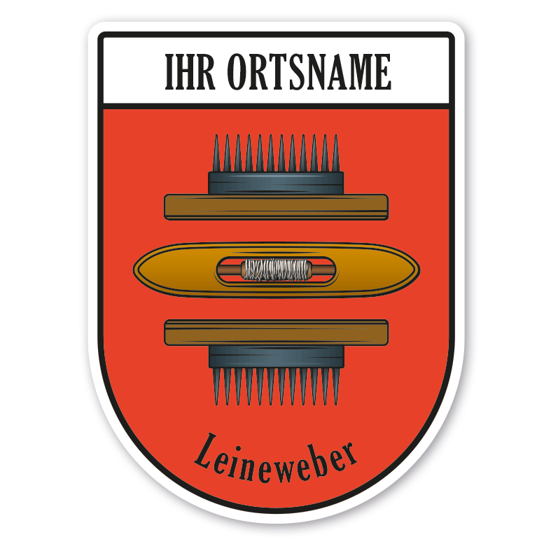 Maibaumschild / Zunftwappen Leineweber - Weber mit Zunftnamen, Ortsnamen oder Ihrem Wunschtext - Wappen BL
