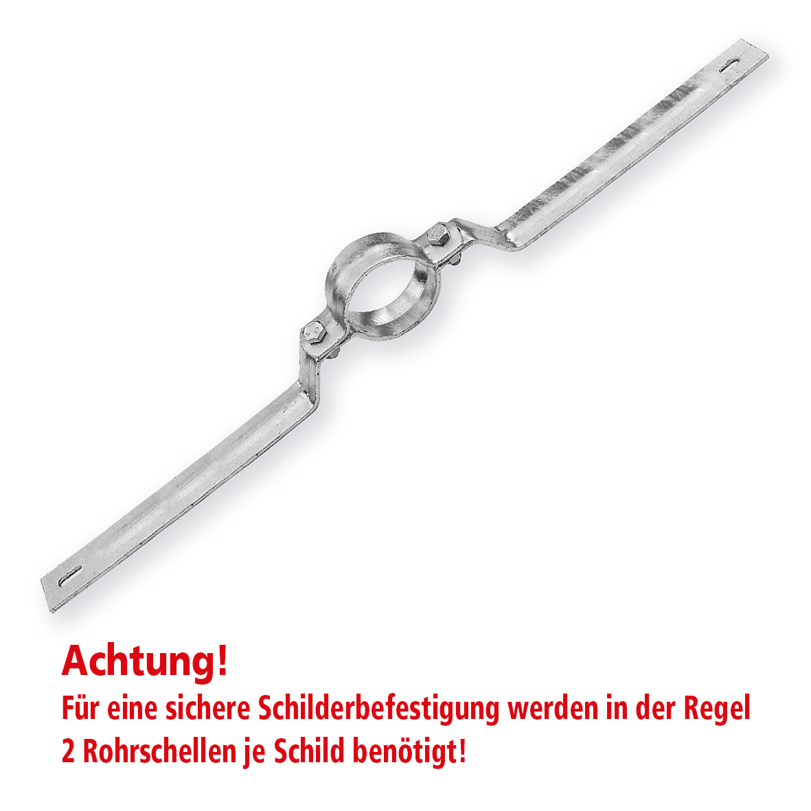 Rohrschelle 755 mm Länge (700 mm Lochung) zur Schilderbefestigung