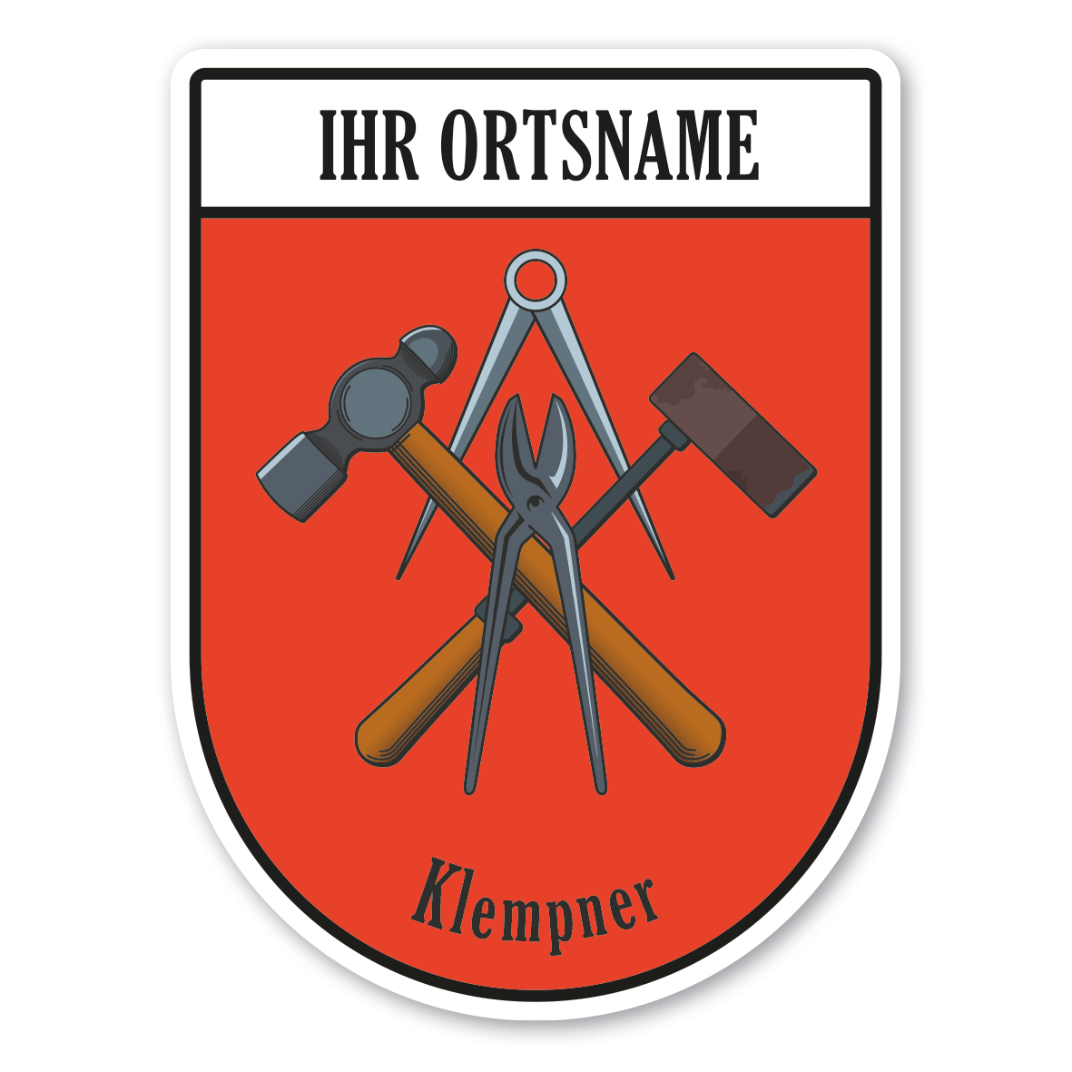 Maibaumschild / Zunftwappen Klempner mit Zunftnamen, Ortsnamen oder Ihrem Wunschtext - Wappen BL