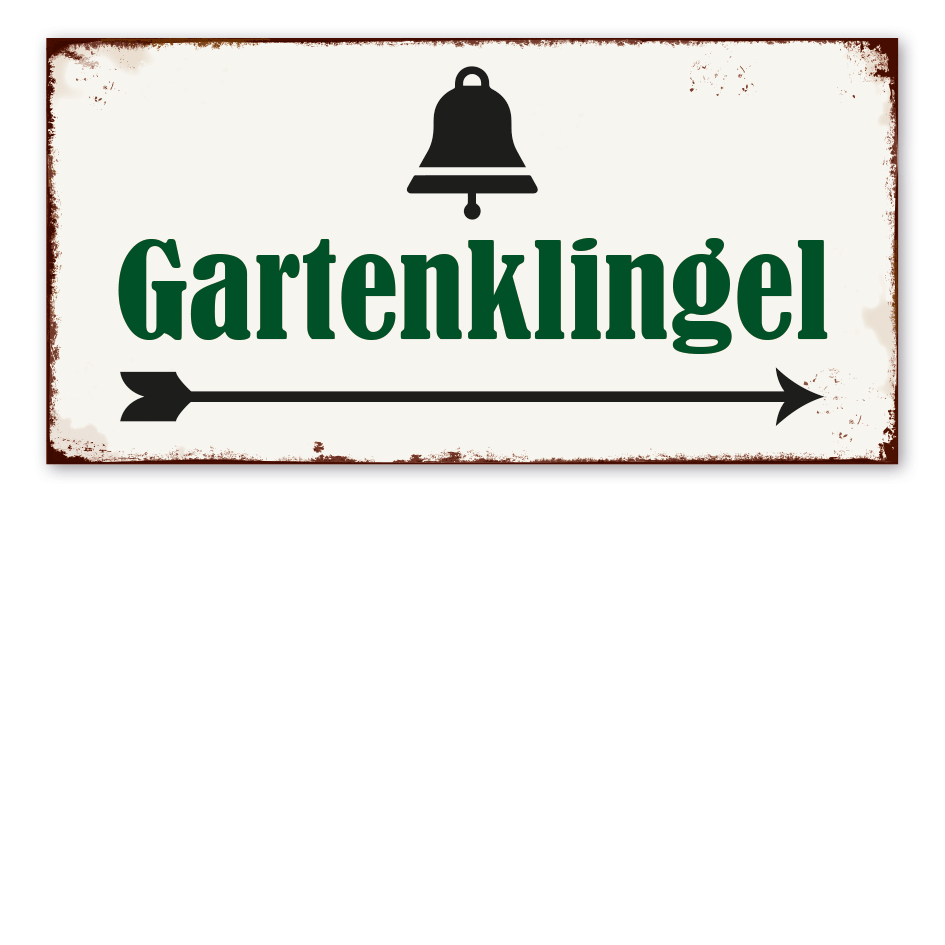 Retro Schild Gartenklingel - rechtsweisend