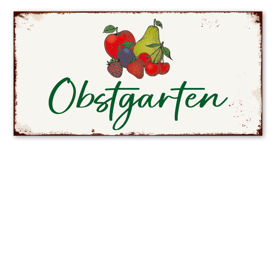 Retroschild Obstgarten