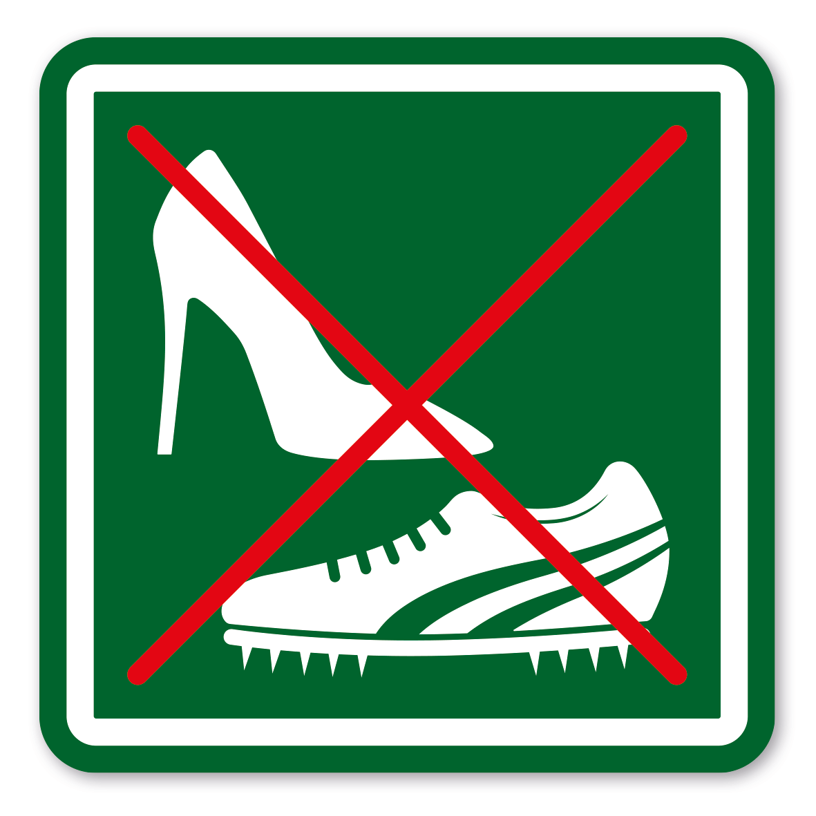 SP-03-P108 – Stöckelschuhe und Sportschuhe mit Spikes verboten