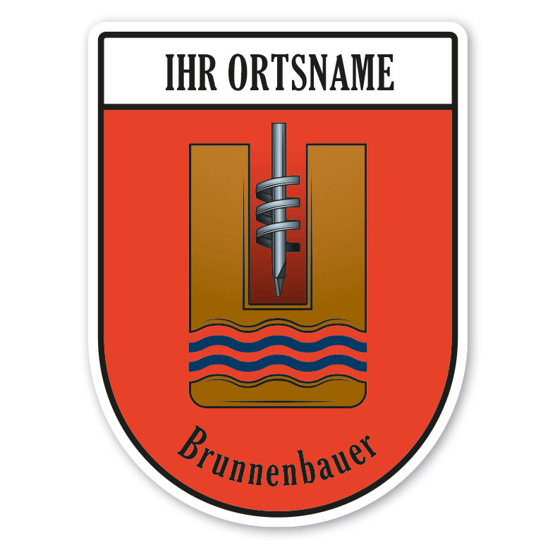 Maibaumschild / Zunftwappen Brunnenbauer mit Zunftnamen, Ortsnamen oder Ihrem Wunschtext - Wappen BL