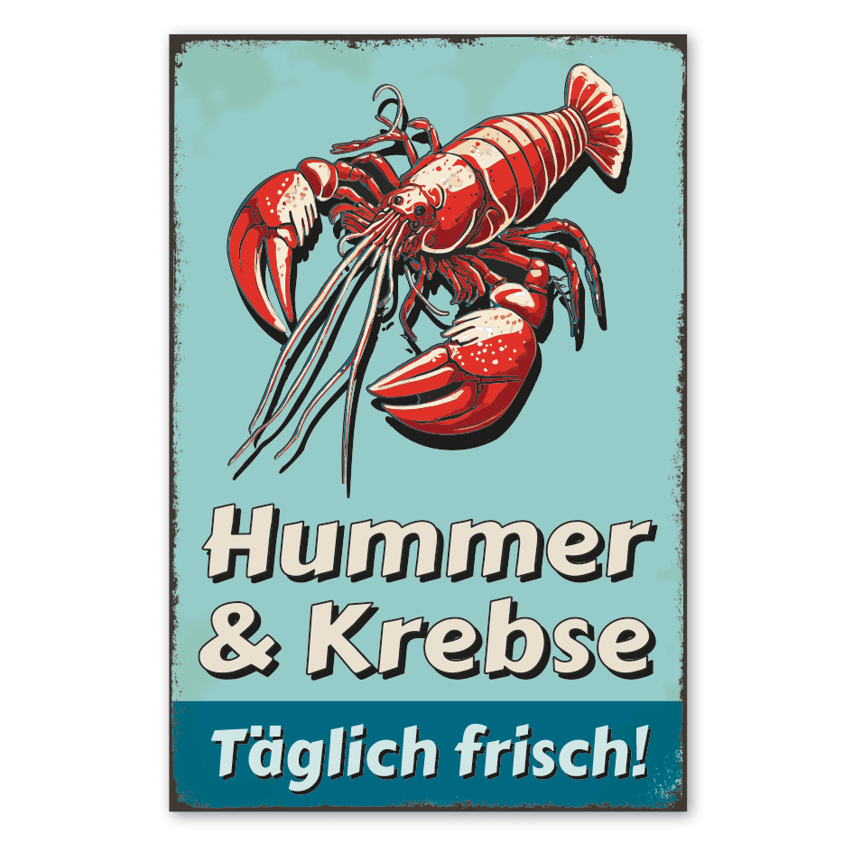 Retroschild Hummer & Krebse - Täglich frisch