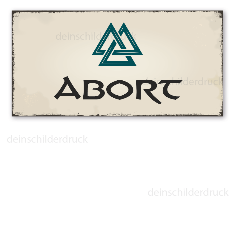 Retro Walhalla-Schild Abort - mit Valknut-Symbol