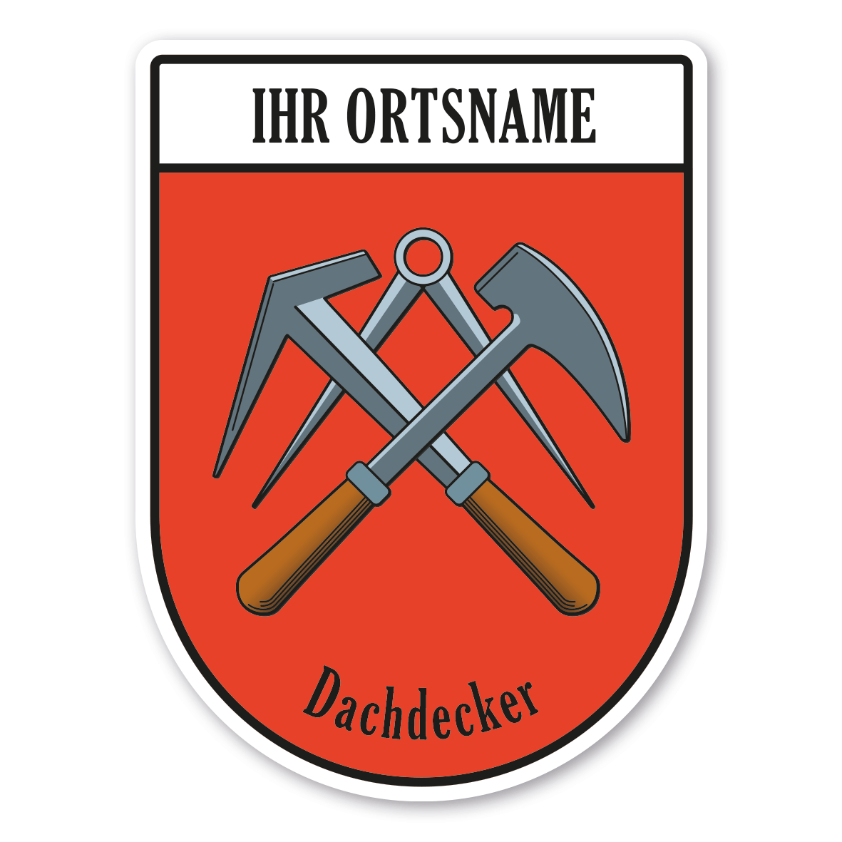 Maibaumschild / Zunftwappen Dachdecker mit Zunftnamen, Ortsnamen oder Ihrem Wunschtext - Wappen BL