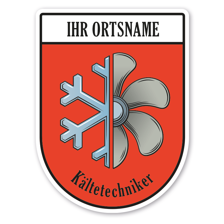 Maibaumschild / Zunftwappen Kältetechniker mit Zunftnamen, Ortsnamen oder Ihrem Wunschtext - Wappen BL