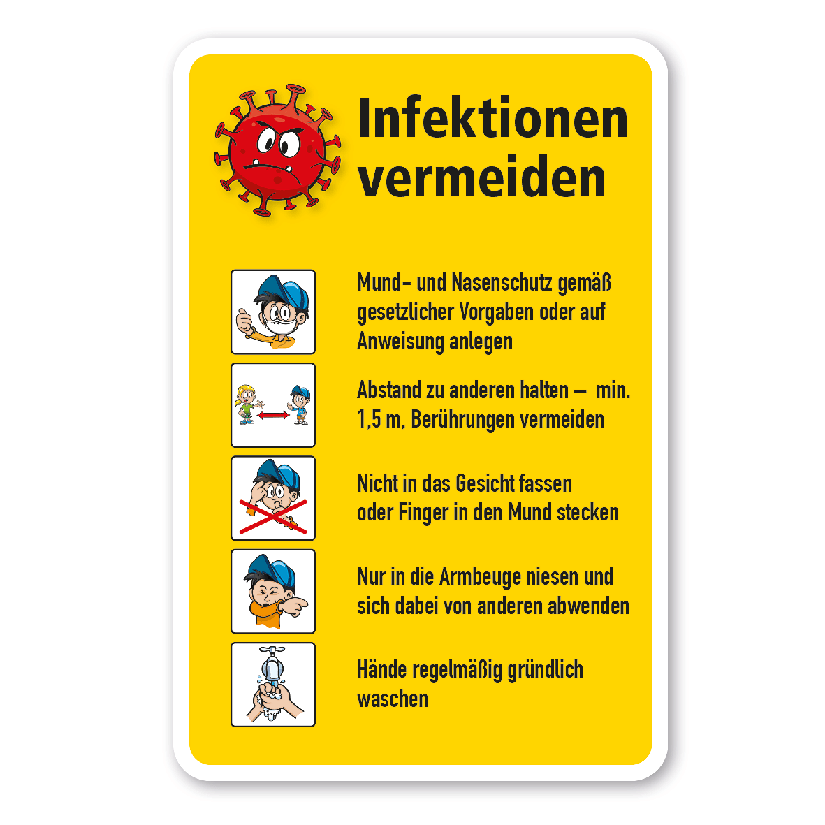 Spielplatz-Zusatzschild Infektionen vermeiden - Hygieneregeln - Schilderserie SP-01