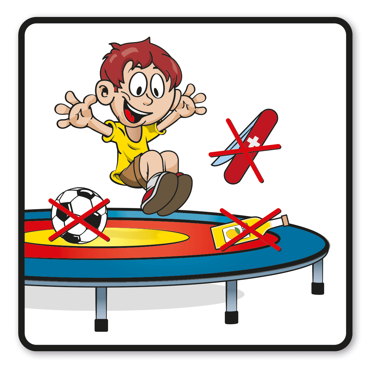 SP-01-P59 – Keine scharfen oder andere Gegenstände auf dem Trampolin