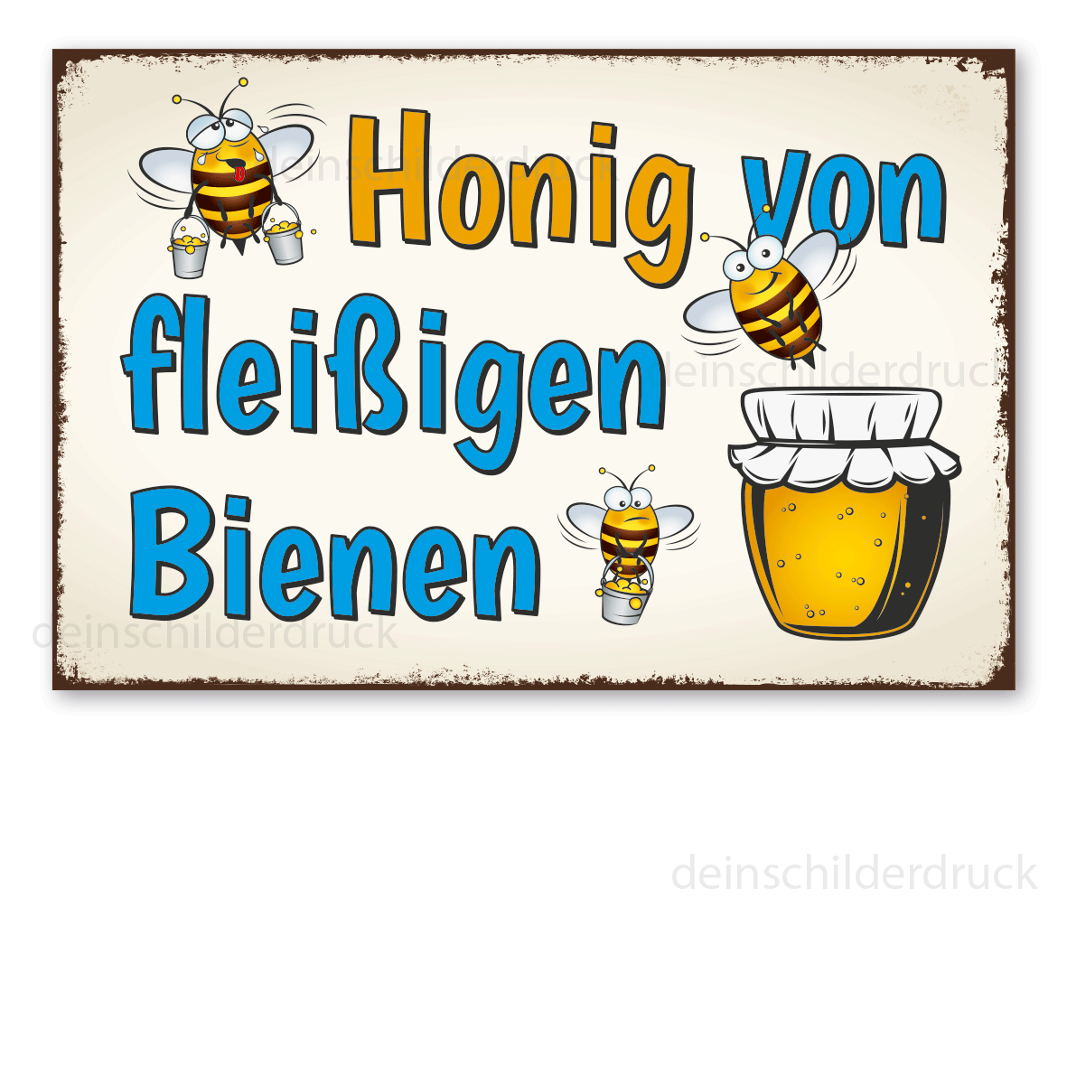 Retroschild Honig von fleißigen Bienen
