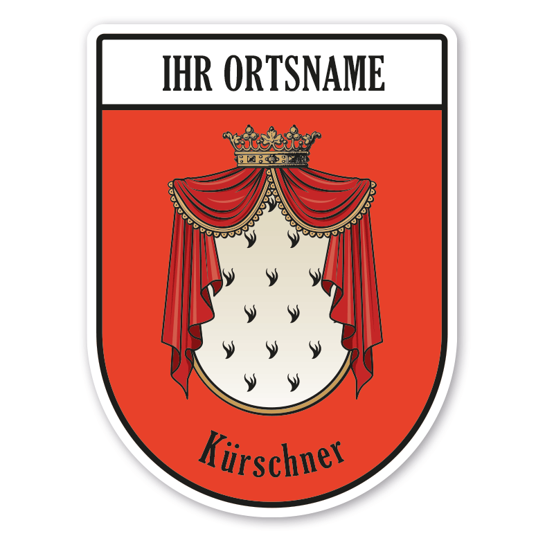 Maibaumschild / Zunftwappen Kürschner mit Zunftnamen, Ortsnamen oder Ihrem Wunschtext - Wappen BL
